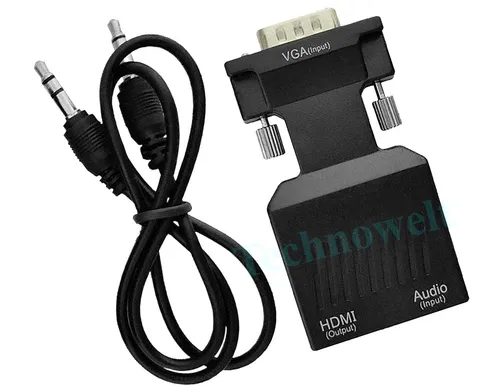 VGA auf HDMI Adapter 1080P mit Audio Übertragung - Adapter zur Verbindung von VGA-Quellen mit HDMI-Anzeigen, unterstützt 1080P HD-Video und bietet eine 3,5mm Audioausgabe für umfassenden Multimedia-Genuss.