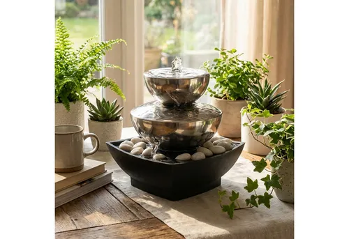 Köhko Zimmerbrunnen Tischbrunnen 25016 aus Edelstahl – Stilvolle Raumdekoration