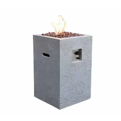 Elementi Feuerstelle Kelut, Grau, 52x78x52 cm - Dekorative Gas-Feuerstelle aus Faserbeton in Natursteinoptik mit stufenloser Gas-Regulierung und Umkippsicherung – ideal für gemütliche Abende im Freien.