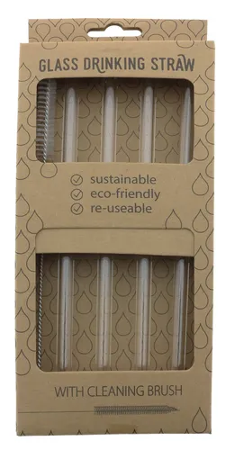 Glas Trinkhalme mit Reinigungsbürste Strohhalme wiederverwendbar Strohhalm 4 x