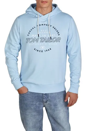 TOM TAILOR 1044995 Printed Hoodie S - Kapuzenpullover für Herren mit stylischem Logo-Print, aus hochwertigem Baumwoll-Mischgewebe für Komfort und Pflegeleichtigkeit, ideal für jede Jahreszeit.