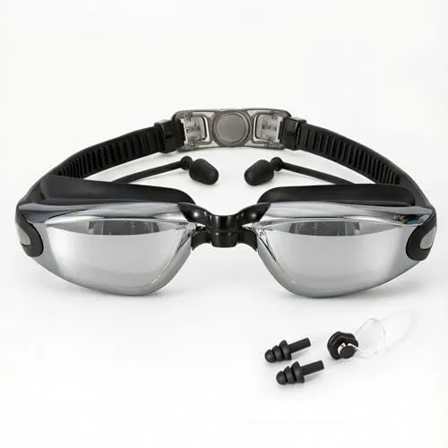 BEEWAY Schwimmbrille, Premium bequem Swim Google befestigt 2, Anti Nebel UV-Schutz Objektive Voll verstellbar für Erwachsene Herren Frauen und Kinder 8 +