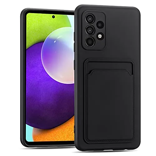 CoolGadget Card Case für Samsung Galaxy A52 / A52 5G / A52S 5G, TPU Schutzhülle mit Kartenfach und erhöhtem Kantenschutz, Schwarz