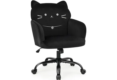 IWMH Bürostuhl mit Armlehnen - Höhenverstellbar & Stylisches Katzen-Design - Bürostühle: Bequemer Drehstuhl mit niedlichem Katzenmotiv, ergonomischer Rückenlehne und 360° Drehfunktion – ideal für Homeoffice und Schminktisch.