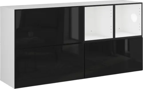 Sideboard VARIANTO 1 Schrank Set 5 tlg., 152 cm, weiß matt / schwarz Hochglanz