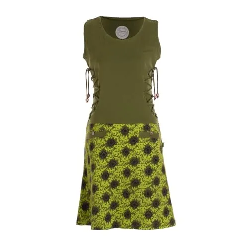 Vishes ärmelloses Damen-Kleid in Olive I Größe L (40) I Handgefertigt aus 100% Baumwolle I Kleid mit Taschen I Ideal für Frühjahr & Sommer I Nachhaltige Alternative Bekleidung