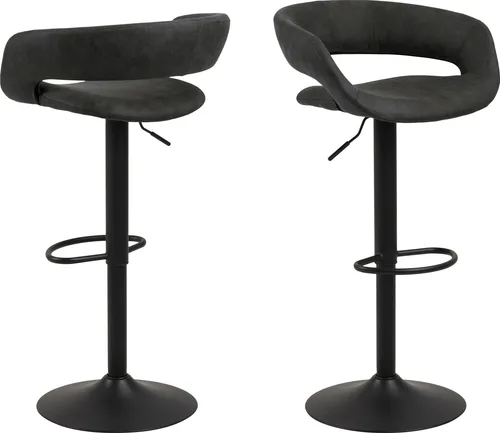 ebuy24 Barhocker 2er Set Gramma in Grau - Elegantes 2er Set Barhocker mit robustem Trompetenfuß und hochwertigem Preston-Stoff. Ideal für stilvolle Innenräume und gemütliche Abende.