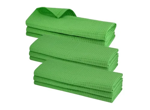 Engelland Geschirrtuch Poliertuch 9-tlg. Waffel-Pique - Geschirrtücher aus 100% Baumwolle mit Waffelpiqué für streifenfreies Trocknen, ideal für Geschirr und Gläser. Hoch saugfähig und langlebig, mit praktischer Aufhängeschlaufe.