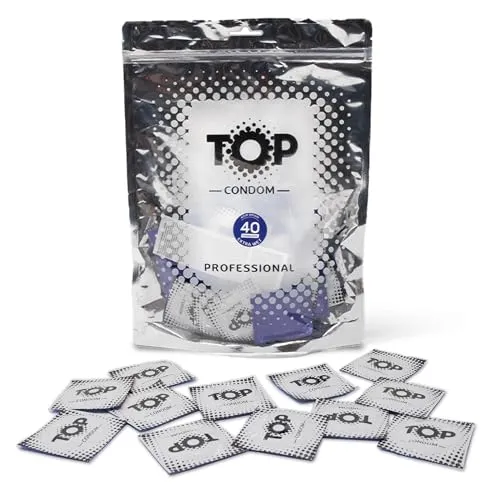 TOP Kondome 40 Stück Packung, Extra Feucht, natürlich und gefühlsecht, aus Latex, mit Reservoir, Durchmesser 53 mm, für Männer