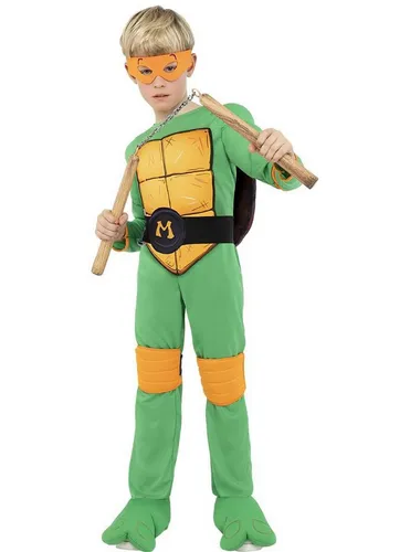 Metamorph Kostüm Ninja Turtles – Michelangelo Kostüm für Kinder, Mit diesem Kostüm mutierst Du zur kämpfenden Schildkröte!