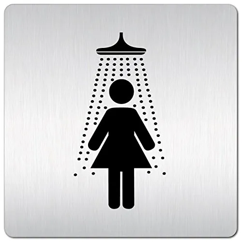 Türschilder24 XXL Schild - Türschild (B) • 125 x 125 mm • Dusche Damen Piktogramm • 1,5 mm Aluminium Vollmaterial • 100% Made in Germany