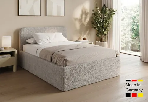 Home Collective Polsterbett 120x200 cm mit verstellbarem Lattenrost und Stauraum | Bouclé-Stoff | Silber
