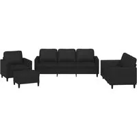 vidaXL 4-tlg. Sofagarnitur mit Kissen Schwarz Kunstleder - Sofas: Bequeme 4-tlg. Garnitur aus langlebigem Kunstleder, schmutzabweisend und leicht zu reinigen. Ideal für gemütliche Abende und ein echter Blickfang in jedem Wohnraum.