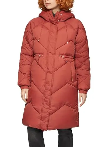 QS Steppmantel mit Kapuze rot XL (42) - Funktionsjacke mit Kapuze, ideal für kalte Tage, bietet optimalen Schutz und Komfort dank winddichtem Reißverschluss und geradem Abschluss.