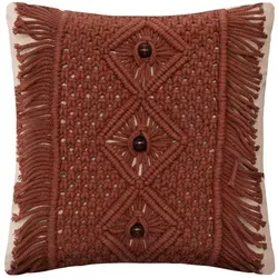 Dekokissen Ali mit Fransen und Perlen – 40 x 40 cm - Stilvolles Zierkissen Ali aus hochwertiger Baumwolle, 40 x 40 cm, mit feinen Ornamenten und Fransen. Perfekt für eine gemütliche Atmosphäre und elegante Akzente in jedem Wohnraum.