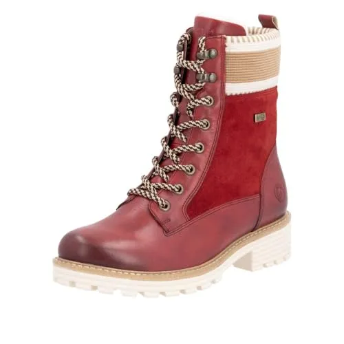 Remonte Damen D0W77 Stiefeletten - Rote Lederstiefel, Größe 38 EU - Wanderschuhe aus echtem Leder mit TEX-Membran für optimalen Komfort und Wetterbeständigkeit.