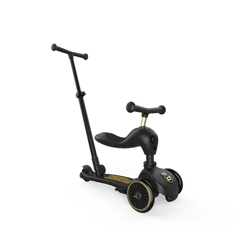 Scoot & Ride Highwaykick 1 Push and Go Kickboard mit Sitz – 2-in-1 Kinderroller (Black & Gold, Limited Edition)