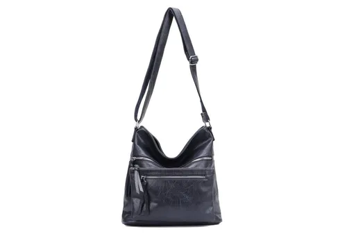 ITALYSHOP24 Schultertasche Damen Tasche Umhängetasche Shopper CrossOver Handtasche Henkeltasche, Hobo Bag Freizeit Damentasche Crossbody Reise City Bag Leder Optik