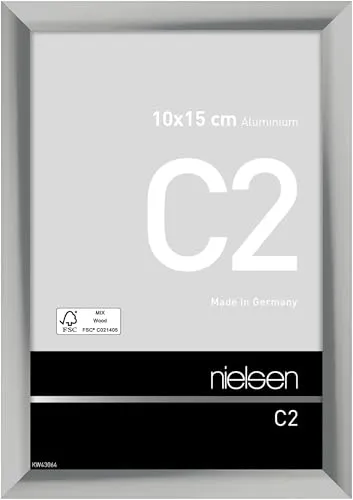 nielsen Bilderrahmen, 10 x 15 cm, Aluminium, Silber glanz, Fotorahmen zum Auftstellen und Aufhängen im Hoch- & Querformat, Echtglas, C2