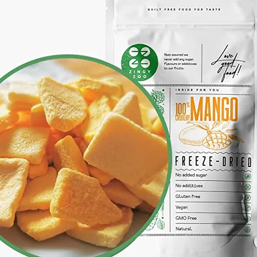 Gefriergetrocknete Mango | 100g Ohne Zuckerzusatz Mangos Gefriergetrocknet | Freeze Dried Fruit Mangoe Getrocknet | Trocken Früchte Keine Zusätze | Trockenmango ZingyZoo