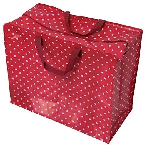 LS-LebenStil XXL Jumbo Bag Red Dot´s Rot Weiß 55x48x28cm recycled Allzweck-Tasche Riesentasche Shopper