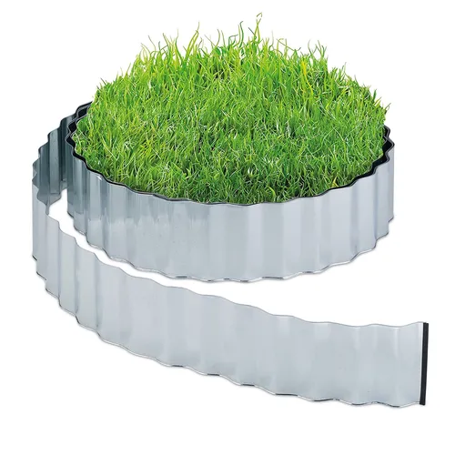 Rasenkante Beetbegrenzung flexibel verzinkt - 15m Gartenumrandung - Kanteneinfassungen aus robustem verzinktem Metall, ideal zur flexiblen Gestaltung von Beeten und Rasenflächen, sorgt für eine saubere Abgrenzung und verhindert das Überwuchern.