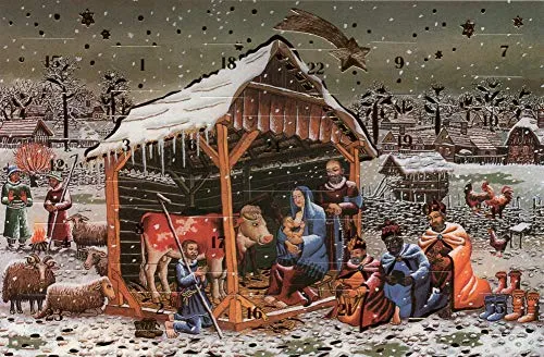 Adventskalenderkarten Engel christliche Motive 5 Stück Nostalgie Weihnachten Grußkarten Goldprägung Kunstkarte
