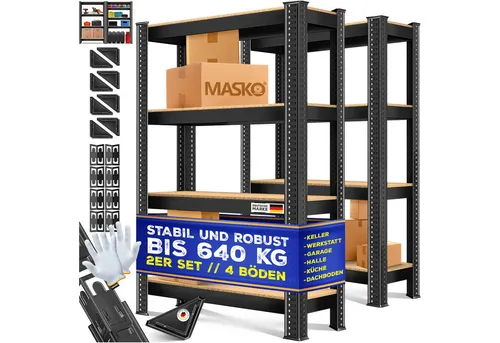 Produktbild MASKO Schwerlastregal 2er-Set – Lagerregal bis 875 kg