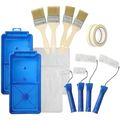 com-four® 18-teiliges Maler-Set - Pinsel, Farbroller und viel Zubehör für Renovierungs- und Dekorationsarbeiten