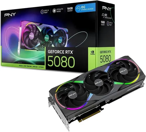 PNY GeForce RTX 5080 ARGB Epic-X RGB Overclocked - Grafikkarten mit 16 GB VRAM und beeindruckendem RGB-Design, ideal für Gamer und kreative Profis, die maximale Leistung benötigen.