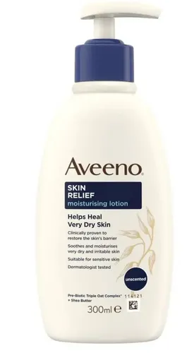 Aveeno Skin Relief Feuchtigkeitslotion beruhigt die Haut ab dem 1. Tag, Bodylotion für sehr trockene und reizbare Haut, 500 ml