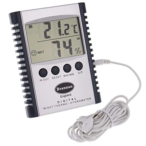 Digitales Thermometer für den Innen- und Außenbereich, max. Min und Innen-Hygrometer – Überwachung der maximalen und minimalen Temperaturen und Luftfeuchtigkeit im Innenbereich, großer, leicht