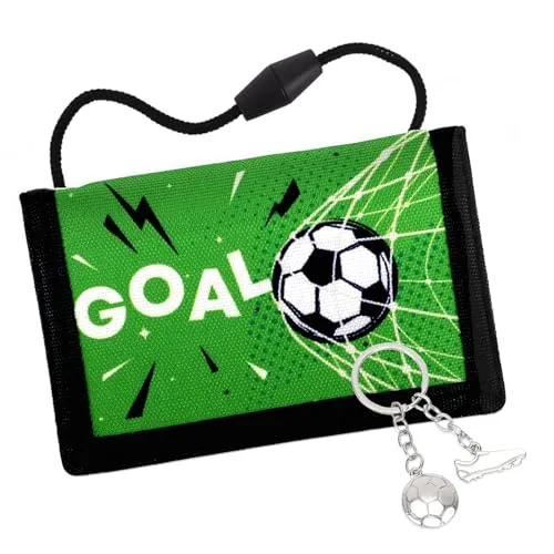 GADITIEK Brustbeutel Kinder Geldbeutel Jungs Portmonee Kinder mit Schlüsselanhänger Fußball Geschenke für Jungs Portemonnaie Jungen für Geburtstagsgeschenk (Fußball)
