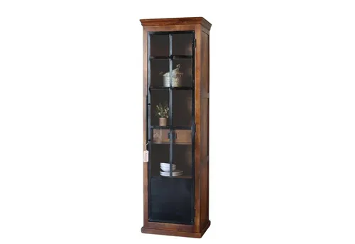 baario IVETTE Mehrzweckschrank aus Massivholz & Eisen - Schmaler Geschirrschrank mit 1 Schublade, 60 cm breit, aus hochwertigem Mangoholz. Ideal für stilvolle Aufbewahrung und dekorative Präsentation.