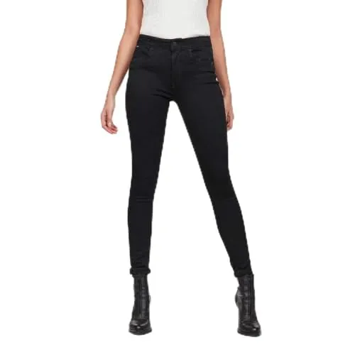 G-STAR RAW Damen High Super Skinny Jeans, Schwarz (jet black water protected D14417-9142-A840), 27W / 28L