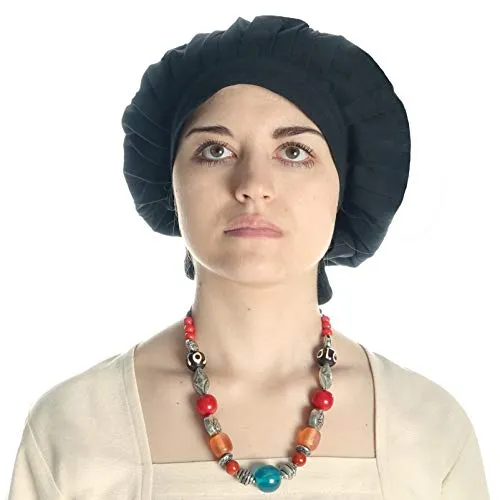 HEMAD Damen Mittelalter Haube Baumwolle schwarz