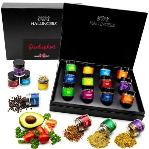 Hallingers Gewürz Geschenkset handgemacht, 12 Gewürze aus aller Welt - Made in Germany