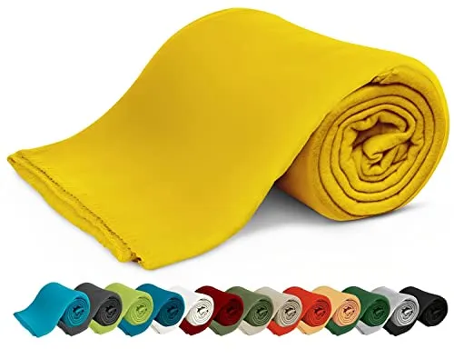 KiGATEX Polar-Fleecedecke – 130 x 160 cm – Oeko-TEX Standard 100 Zertifiziert – Kuschelige Fleece-Decke für innen & außen – Pflegeleicht als Sofa-, Sommer-, Hunde- oder Tagesdecke – Gelb