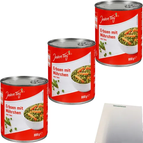Jeden Tag Erbsen sehr fein mit Möhren 3er Pack 3x850ml Dose usy Block