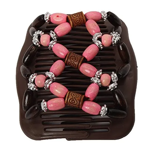 JUSTFOX - Trend African Hairclip Haarklammer mit Ornamenten hell rosa