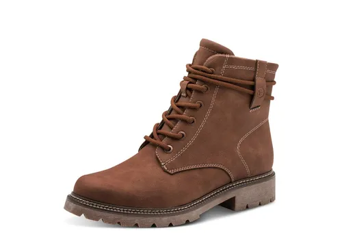 Tamaris Schnürstiefelette - Vegane Wanderschuhe mit Blockabsatz - Wanderschuhe aus strapazierfähigem, schmutz- und wasserabweisendem Nubuklederimitat. Ideal für den Alltag mit Rutschfestigkeit und modischem Design. Perfekt für schmale bis normale Füße!
