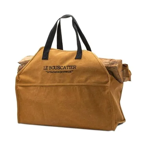 Transporttasche für Brennholz, robust und robust, für Brennholz, 60 x 46 x 26 cm, 50 l, Mehrzweck-Korb aus Holz, extra groß, Zubehör für Ofen, Holzkamin, Feuerschale (Kamel)