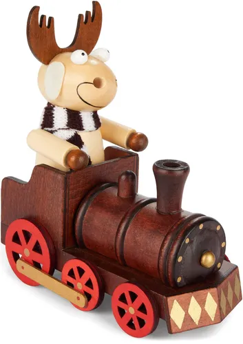 Räucherfigur Räucherlok Elch mit Lokomotive Rauchfigur Räuchermännchen Advent