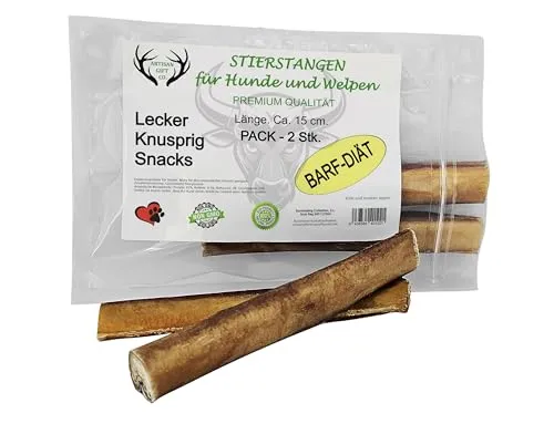 ARTISAN GIFT CO Ochsenziemer für Hunde - 100% Trockenfleisch Hundeleckerlis, geeignet für die Barf-Diät - (60 g, Bullensticks 15cm.)