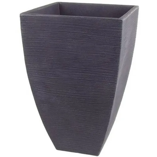 Blumentopf Rillentopf Anthrazit 60cm - Garten-Zubehör: Wetterfester quadratischer Pflanzkübel aus robustem Kunststoff, ideal für dekorative Pflanzen im Außenbereich.
