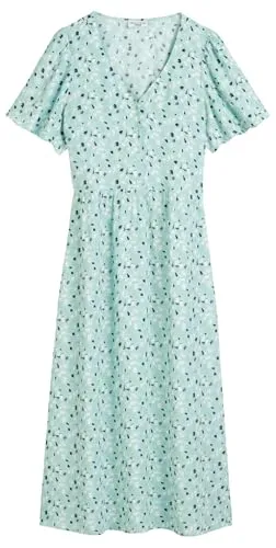 Marc O'Polo Denim Damen Kleid mit V-Ausschnitt und Allover-Print - Freizeitkleid für Damen, aus 100% Viskose für hohen Tragekomfort, ideal für lässige und elegante Looks.