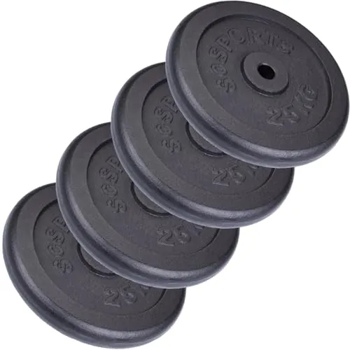 ScSPORTS® Gusseisen Hantelscheiben 100 kg (4 x 25 kg) - Hochwertige Gusseisen-Hantelscheiben für Ihr Training. Stabil und langlebig, perfekt für Fitness und Kraftsport. Standarddurchmesser von 30/31 mm für alle gängigen Hantelstangen.