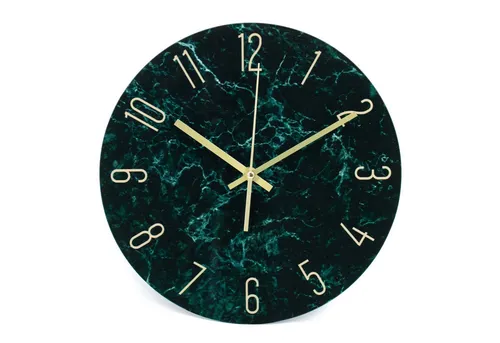 K&L Wall Art Wanduhr Steinoptik - Glasuhr mit leisem Quarz Uhrwerk - Wanduhren - stilvolle Glasuhr in Marmor-Optik, ideal für ruhige Räume dank leisem Quarz Uhrwerk ohne Ticken.