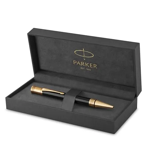 Parker Duofold Classic Kugelschreiber in Black mit gold-plattierten Zierteilen | mittlere Schreibspitze | schwarze Tinte