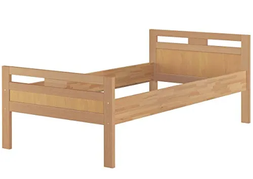 Erst-Holz® Massivholzbett Seniorenbett Buche Natur 100x200 Einzelbett Hohes Bett Komforthöhe 60.74-10 oR